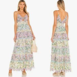 Alice + Olivia, Size 0, Tiered Tassel Maxi Dress (Multicolored)